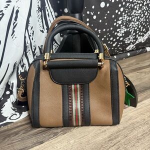 Brown and black shoulder and hand bag